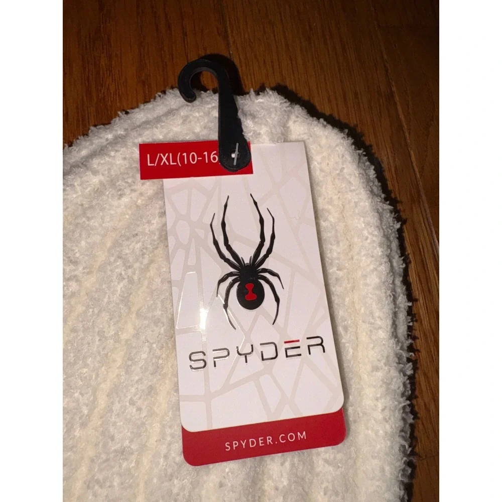 New‎ Spyder Kids Off White Fuzzy Popcorn Knit Cuffed Beanie Hat L/XL 10-16  NWT